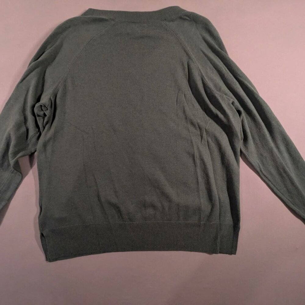Lucky Brand Women's V-Neck Sweater, Long Sleeves, Cotton Blend (Green) SIZE L